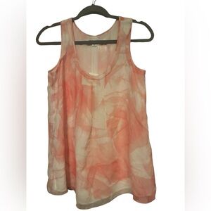 NWT BANANA REPUBLIC 100% SILK PINK & WHITE SLEEVELESS TOP SIZE XS